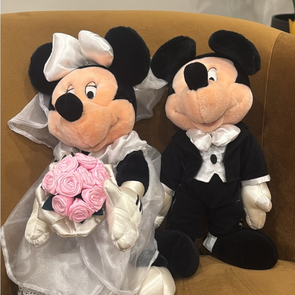 Disney Wedding Mickey and Minnie Plush Set - Black, White, Pink